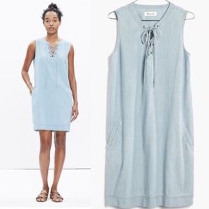 Madewell Lace Up Chambray Shift Dress